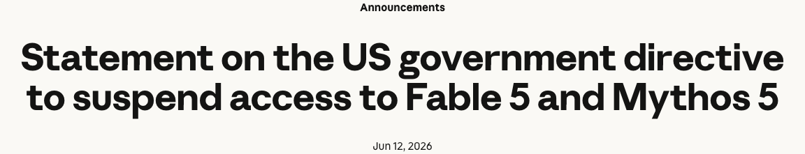 U.S. Orders Anthropic to Disable Fable 5 and Mythos 5 Worldwide Under an Export Rule Never Before Applied to an AI Model