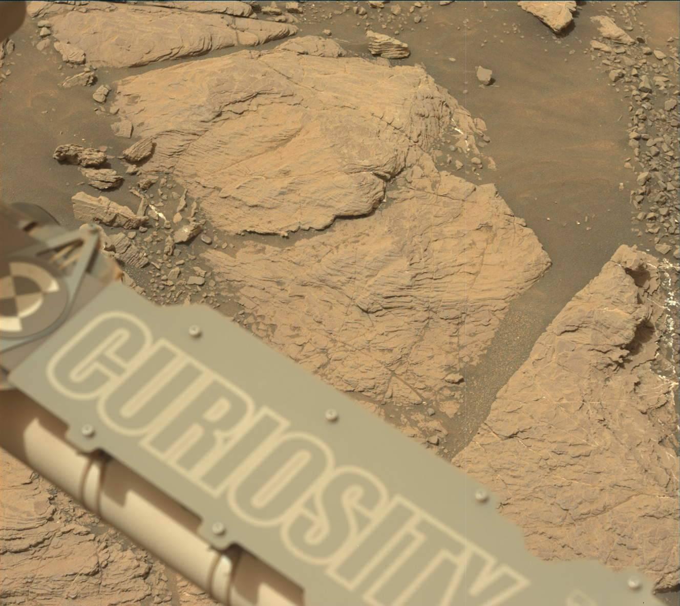 The Glen Torridon clay unit on Mount Sharp, where the Mary Anning samples were drilled. Curiosity imaged the terrain with its Mast Camera in February 2019.
