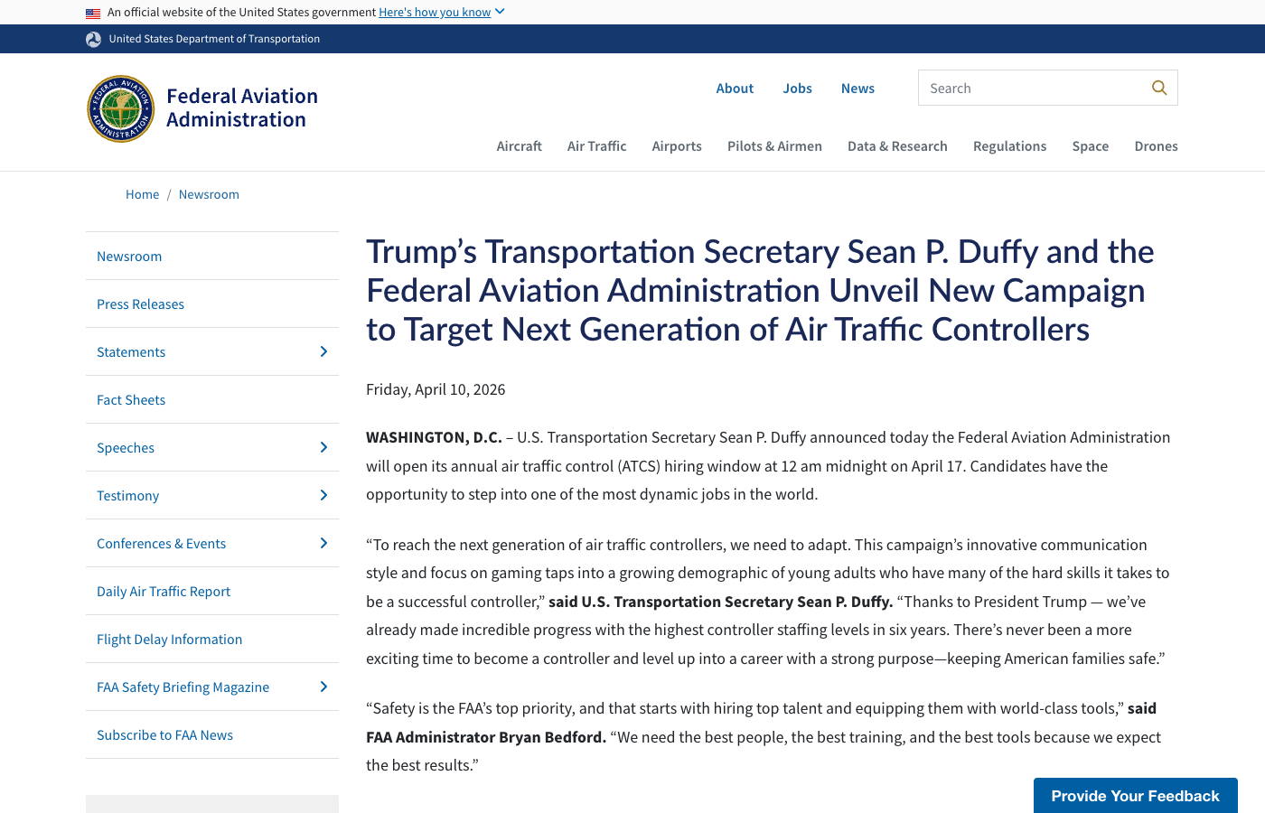 FAA Opens 8,000-Slot Controller Hiring Window April 17, Pitching Gamers in a Campaign Built on Fortnite and Xbox Sound Effects
