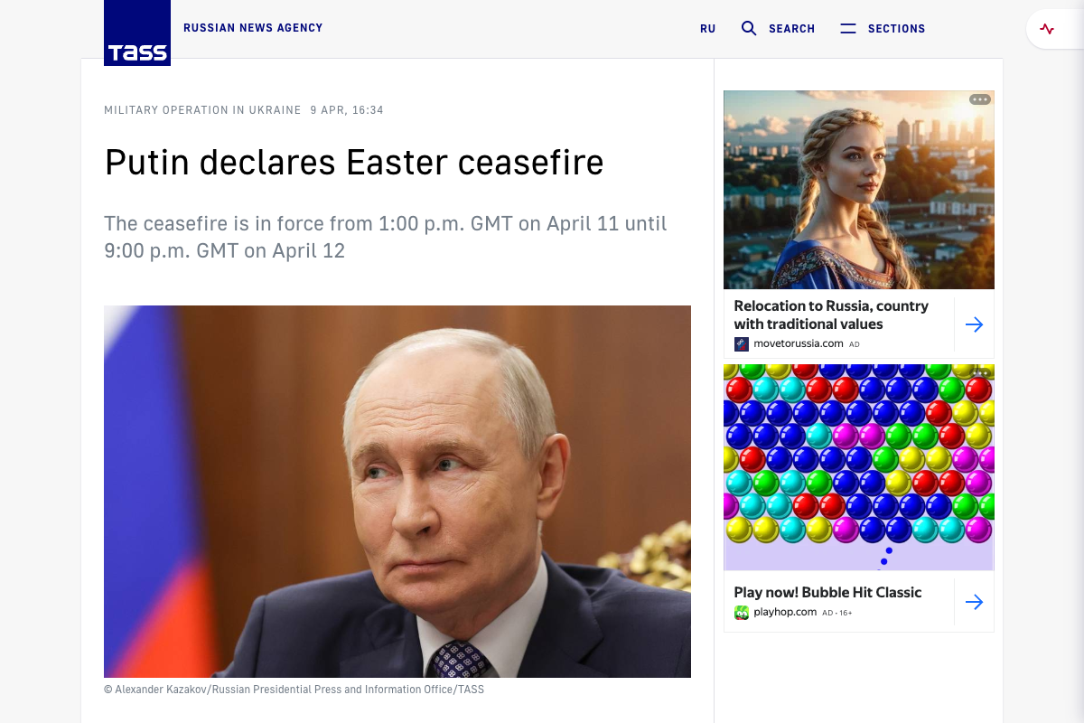 Putin Declares 32-Hour Easter Ceasefire in Ukraine; Zelenskyy Says He'll Mirror It