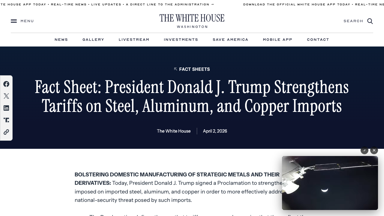 Trump's new Section 232 tariffs now apply to full customs value of imports, effective April 6