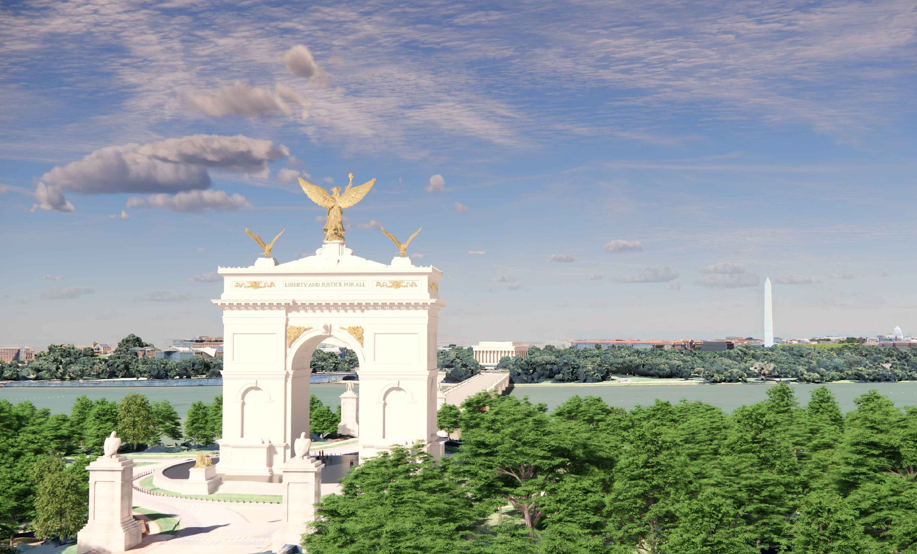 Trump Triumphal Arch Submitted for CFA Concept Review: 250 Feet Tall, Topped by 60-Foot Winged Lady Liberty
